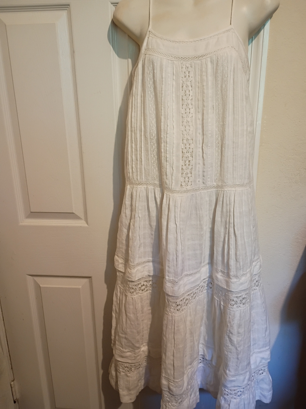 Lucky Brand White Sleeveless Tiered Maxi Dress XS